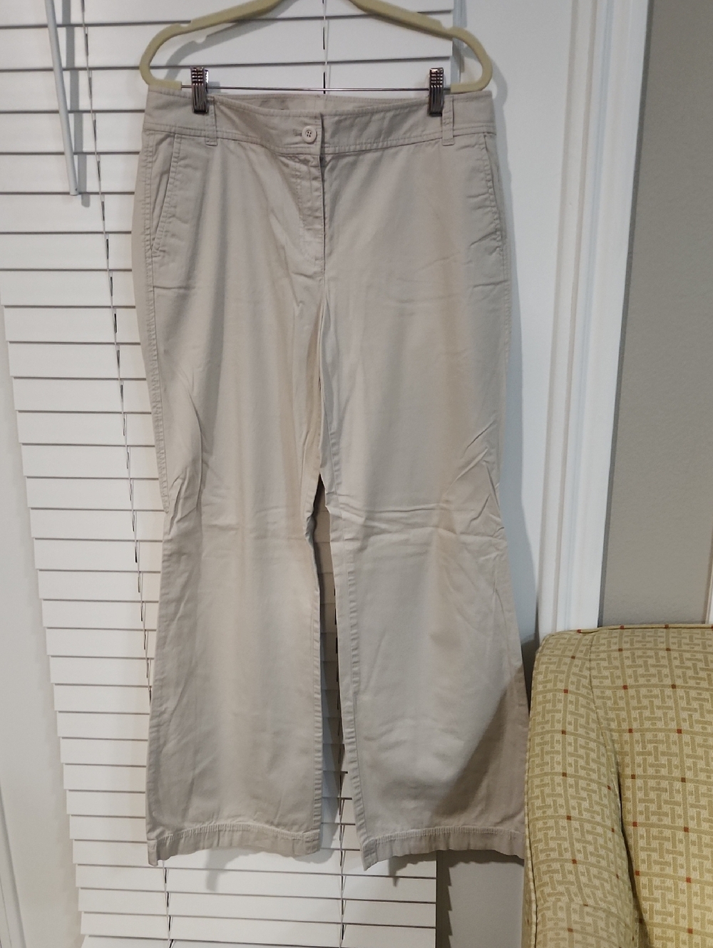 LOFT Cream Wide-Leg Cotton Pants